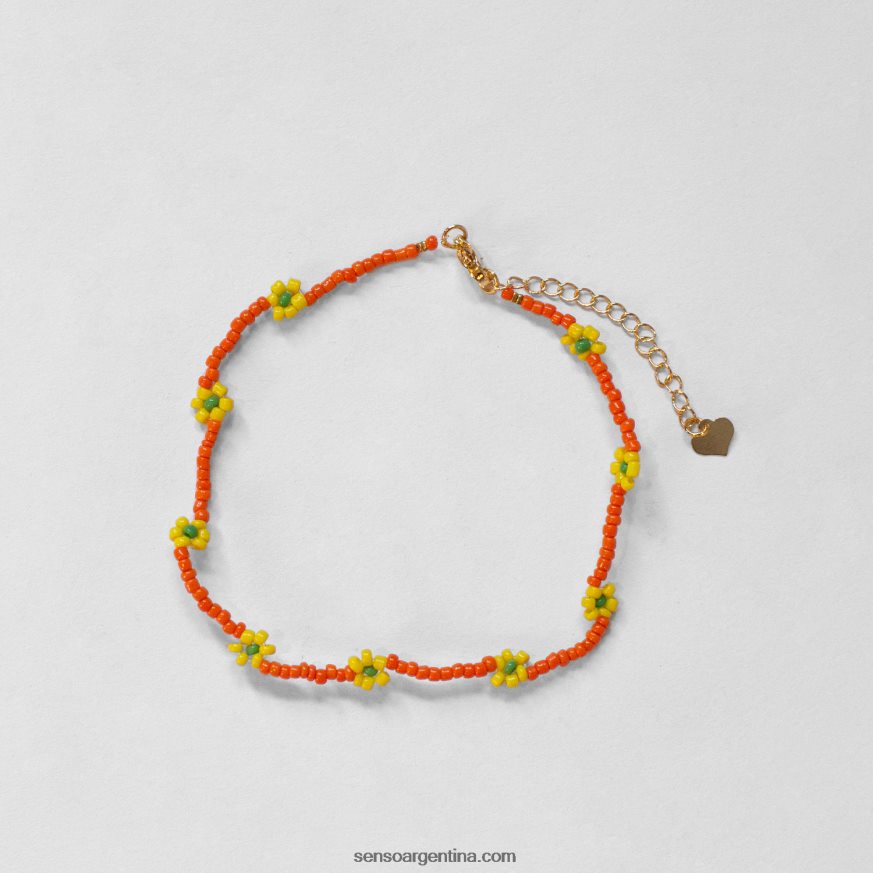 bisutería naranja + cadena margarita amarilla tobillera naranja Senso 20NJBL588