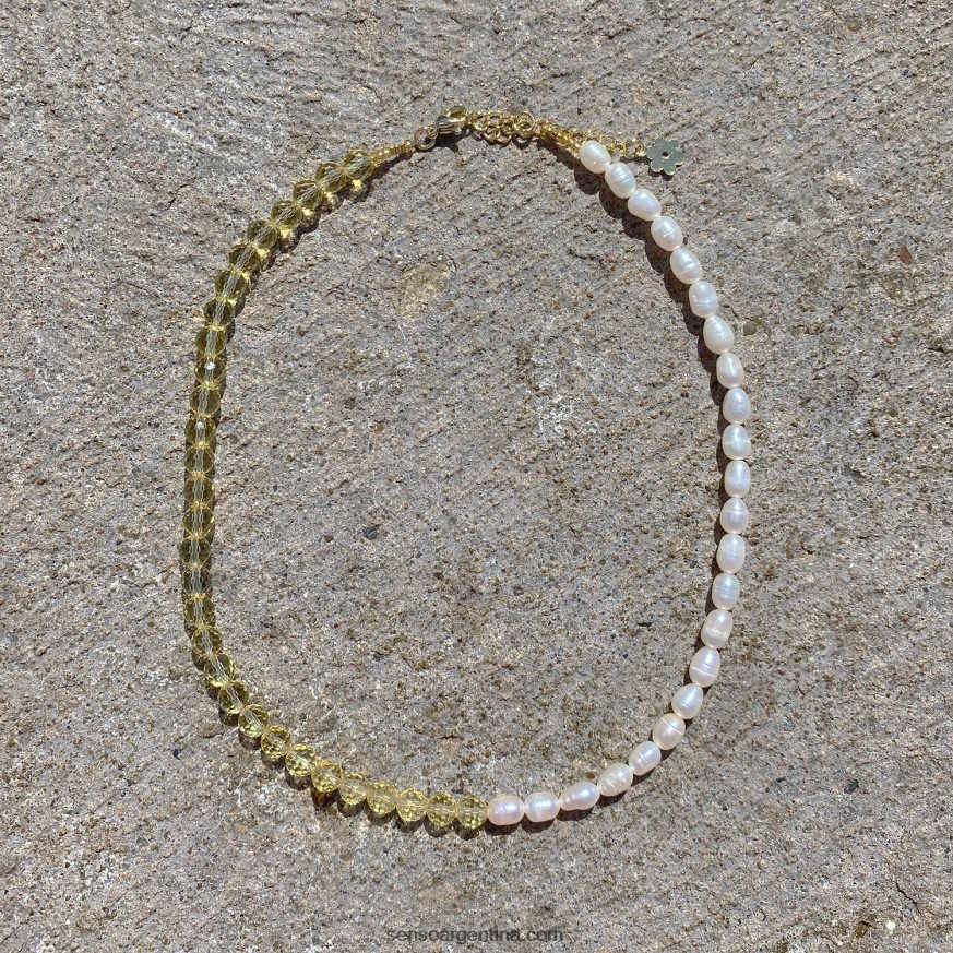gargantilla de bisuteria perla y swarovski amarillo claro Senso 20NJBL578