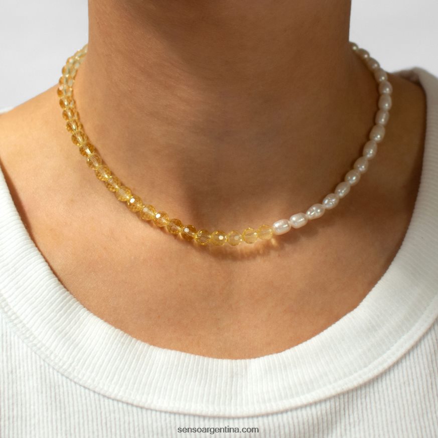 gargantilla de bisuteria perla y swarovski amarillo claro Senso 20NJBL578